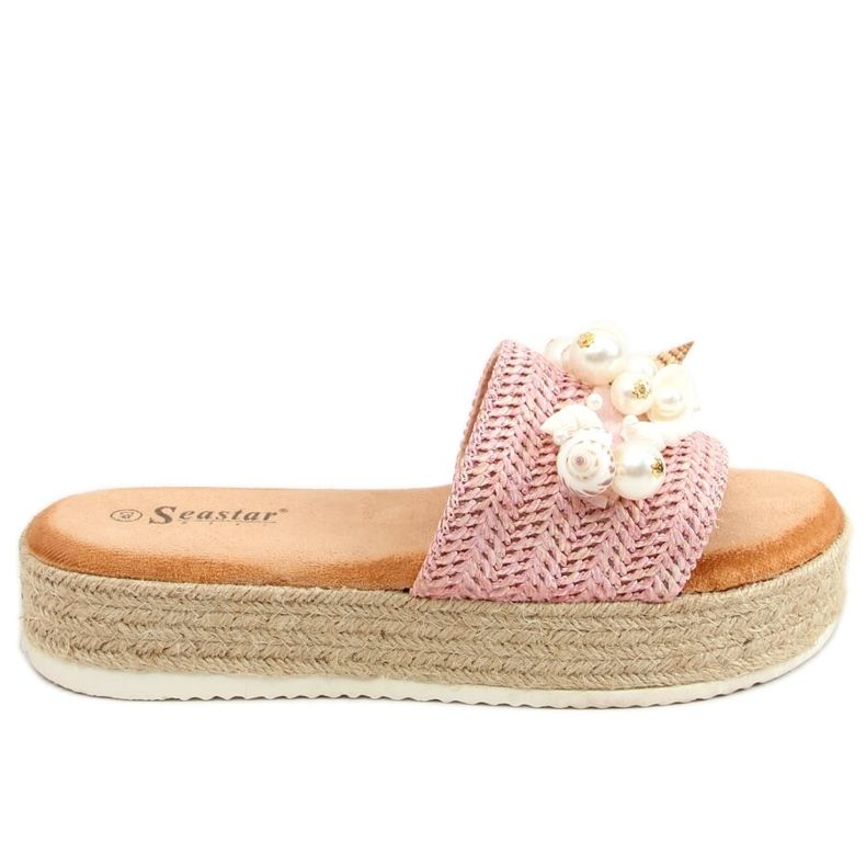 Papuci espadrile cu coji roz CK117P Roz