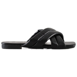 Mannika Papuci confortabili din piele ecologică negru Mannika Papuci confortabili din piele ecologică negru