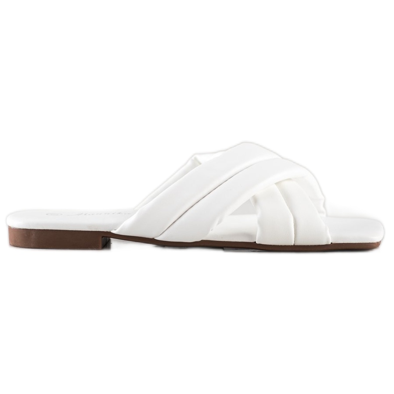 Mannika Papuci confortabili din piele ecologică alb