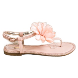BUONAROTTI Sandale cu flip-flops cu o floare portocale roz BUONAROTTI Sandale cu flip-flops cu o floare portocale roz