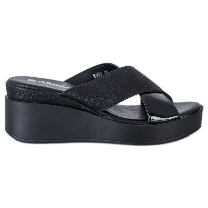 Weide Papuci cu pană neagră negru