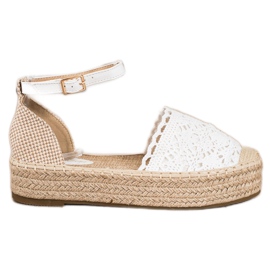 Sixth Sense Espadrile cu insertie din dantela alb