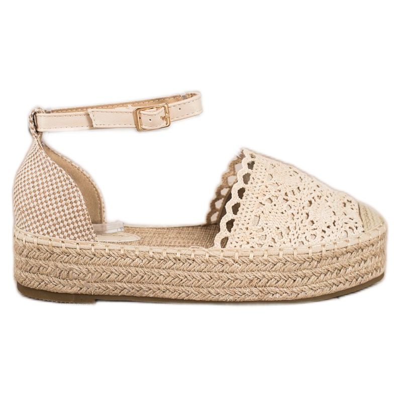 Sixth Sense Espadrile cu insertie din dantela bej Sixth Sense Espadrile cu insertie din dantela bej