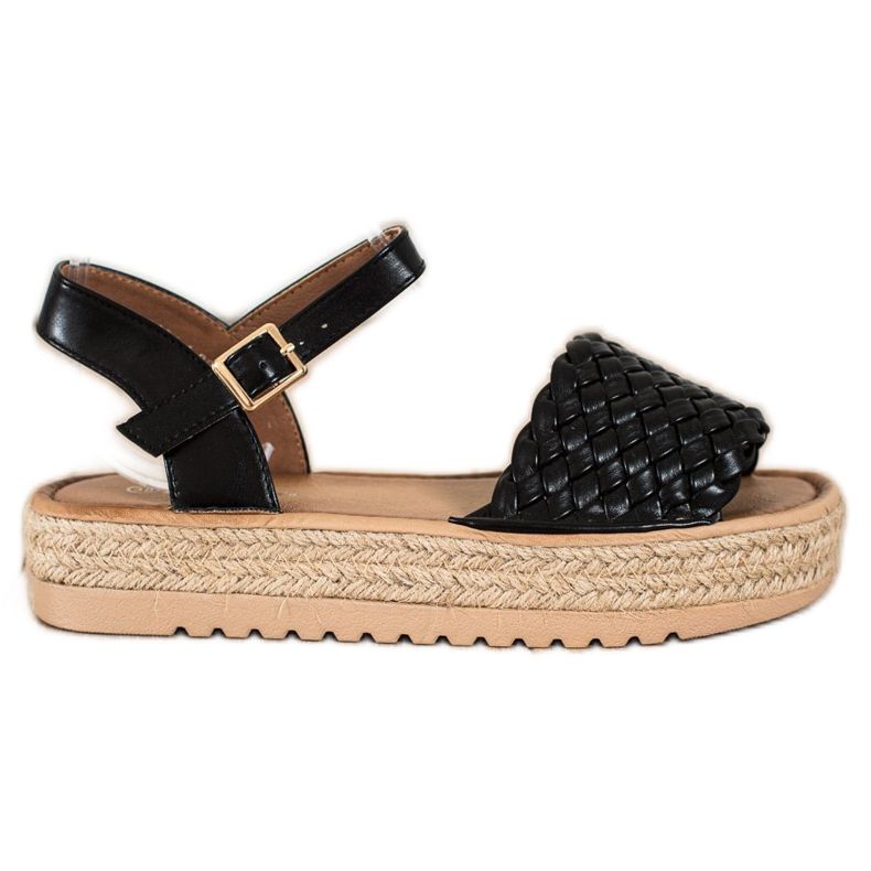 SHELOVET Sandale Espadrille împletite negru