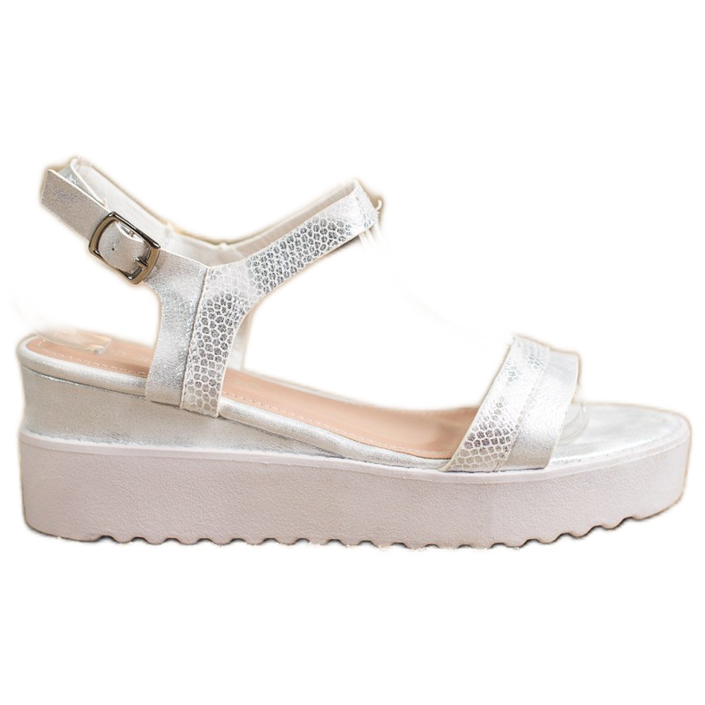 Bestelle Sandale strălucitoare cu pană alb Bestelle Sandale strălucitoare cu pană alb