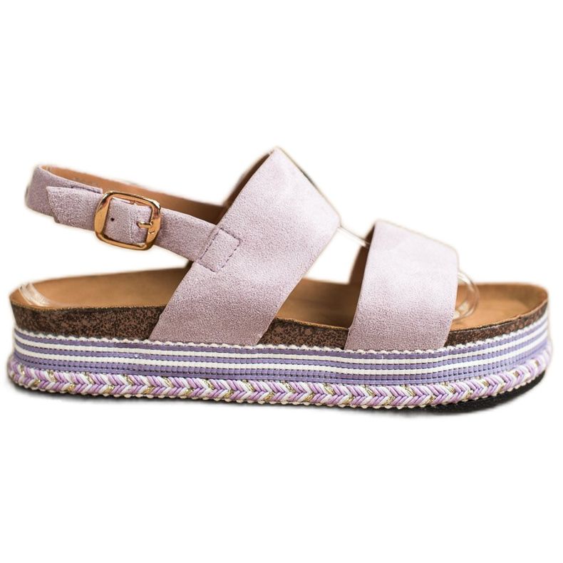 Ideal Shoes Sandale din piele de căprioară pe platformă violet