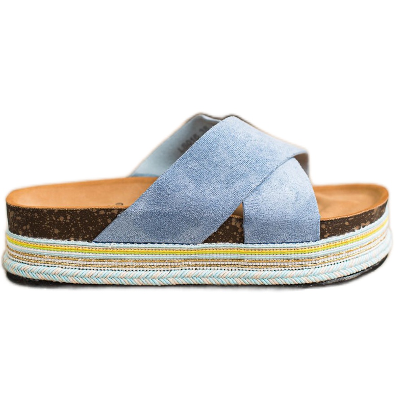 SHELOVET Papuci din piele de căprioară albastră albastru