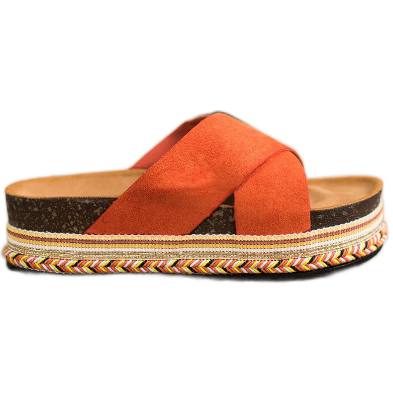 SHELOVET Papuci portocalii cu piele de căprioară portocale