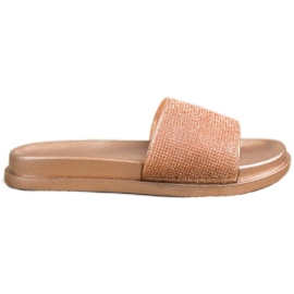 SHELOVET Papuci strălucitori aurii de aur