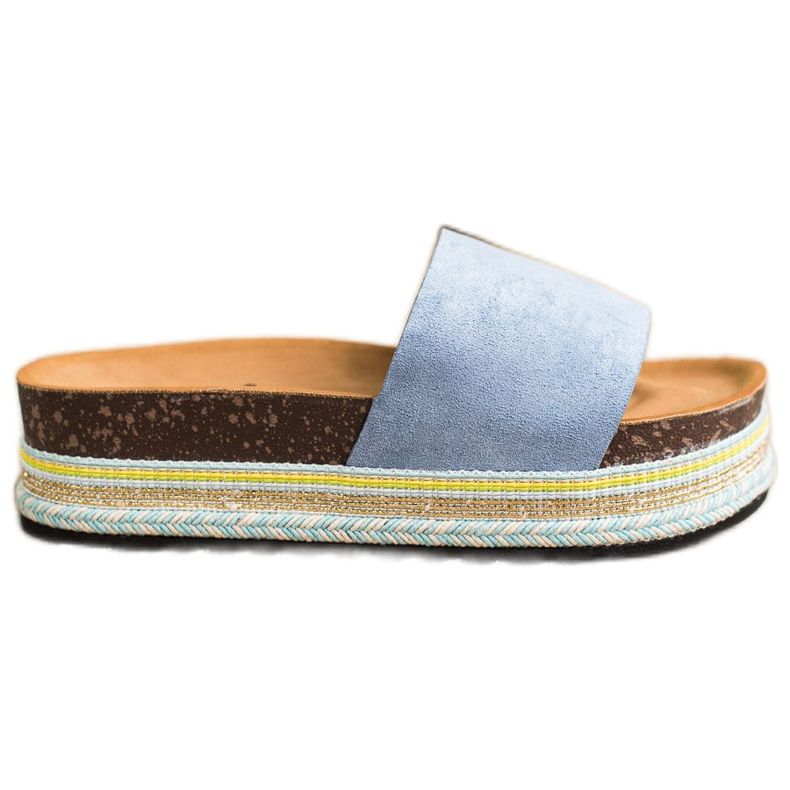 SHELOVET Papuci confortabili din piele intoarsa albastru