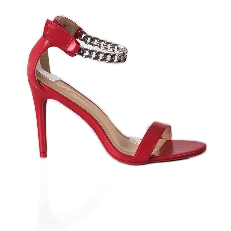 SHELOVET Sandale pe toc înalt cu lanț roșu