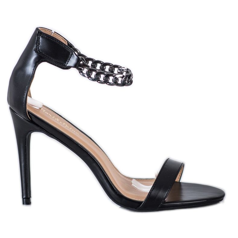 SHELOVET Sandale pe toc înalt cu lanț negru