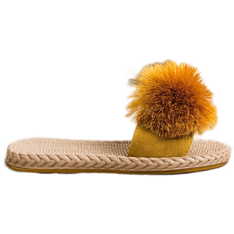 Bestelle Papuci Cu Pompon galben