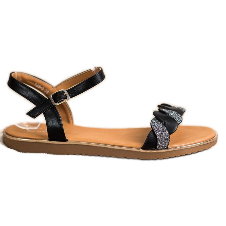 Cm Paris Sandale negre cu sclipici negru