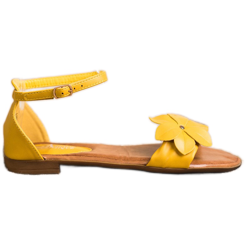 Diamantique Sandale galbene cu flori
