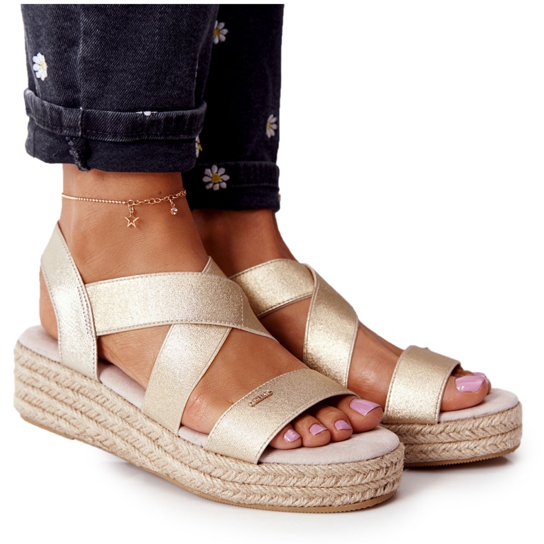 Sandale cu pană cu nervuri Big Star HH274414 Auriu de aur