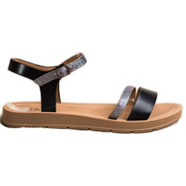 Cm Paris Sandale elegante cu sclipici negru gri Cm Paris Sandale elegante cu sclipici negru gri