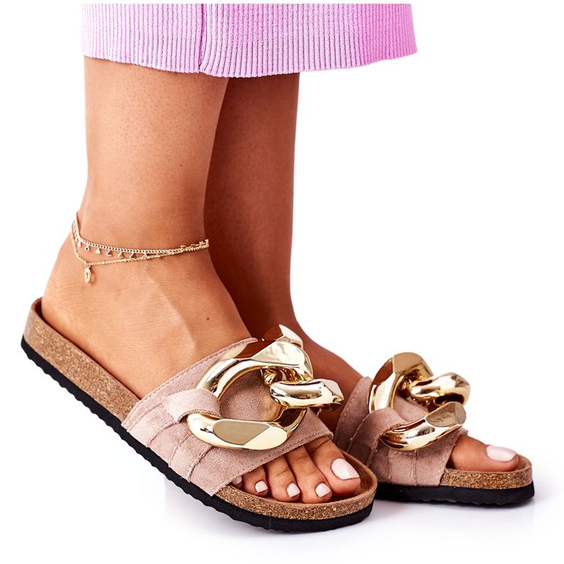 S.Barski Papuci Pe Plută Cu Lanț S. Barski SB001 Bej S.Barski Papuci Pe Plută Cu Lanț S. Barski SB001 Bej