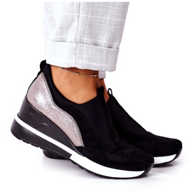 Vinceza 10593 Adidași alunecați negri-argintii negru