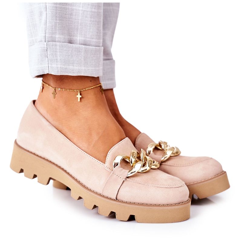 Mocasini din piele de căprioară Lewski Shoes 3040 Cappuccino bej