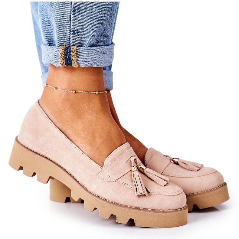 Mocasini din piele de căprioară Lewski Shoes 3053 Cappuccino bej