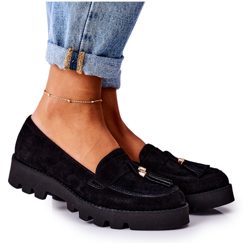 Mocasini din piele de căprioară Lewski Shoes 3053 Negru