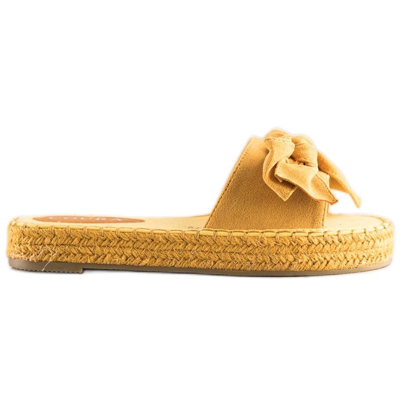 Coura Papuci Espadrile Cu Arc galben Coura Papuci Espadrile Cu Arc galben