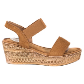 Queentina Sandale ușoare din piele de căprioară maro Queentina Sandale ușoare din piele de căprioară maro