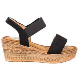 Queentina Sandale ușoare din piele de căprioară negru Queentina Sandale ușoare din piele de căprioară negru