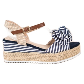 Sweet Shoes Sandale Espadrile Cu Dungi bej albastru marin