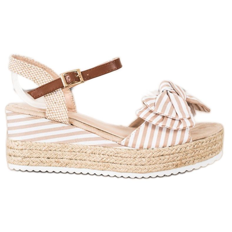 Sweet Shoes Sandale Espadrile Cu Dungi bej maro