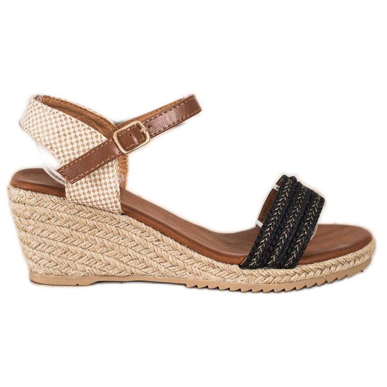 SHELOVET Sandale casual Espadrilles bej maro negru