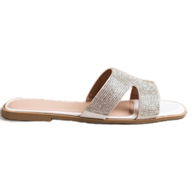 SHELOVET Papuci Cu Cristale alb