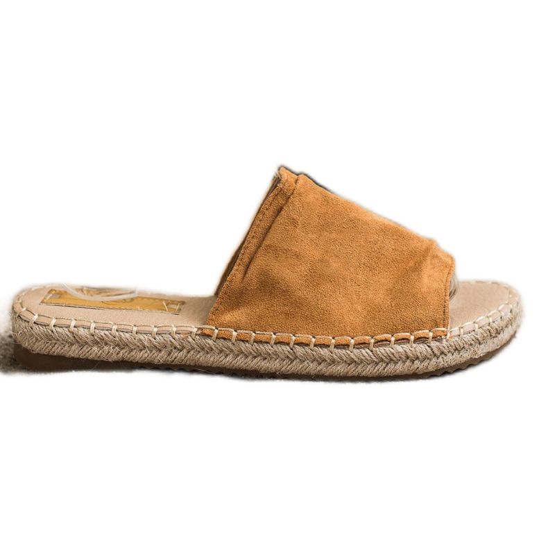 SHELOVET Papuci clasici din piele de căprioară maro