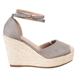 Queentina Espadrile elegante pe o pană înaltă gri Queentina Espadrile elegante pe o pană înaltă gri