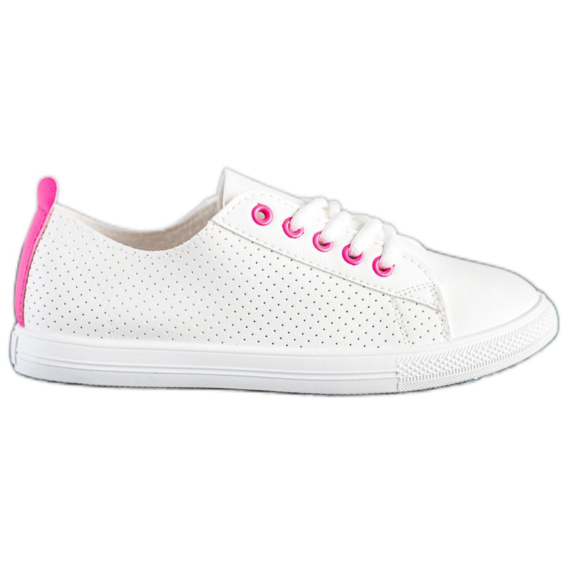 SHELOVET Adidași ajurati cu piele ecologică alb