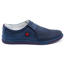 Polbut Pantofi barbati piele 362, perforati, bleumarin albastru