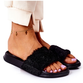 PE1 Papuci din cauciuc cu blană negru negru