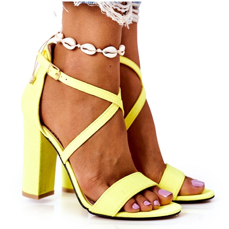 PS1 Sandale din piele de căprioară pe un bar Neon Yellow Dance With Me galben PS1 Sandale din piele de căprioară pe un bar Neon Yellow Dance With Me galben