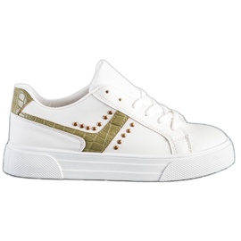 SHELOVET Pantofi legați cu inserție verde alb