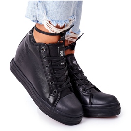 Adidași din piele pe pană Big Star EE274127 Negru Adidași din piele pe pană Big Star EE274127 Negru