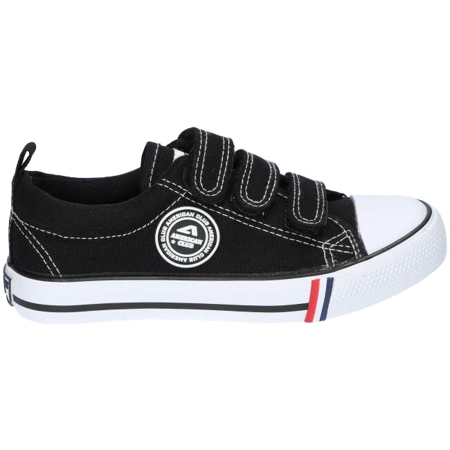 American Club Pantofi negri americani LH33 Velcro negru