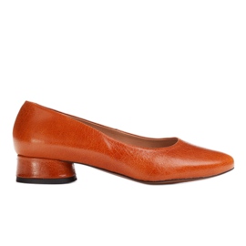 Marco Shoes Balerini din piele cu granulație maro Marco Shoes Balerini din piele cu granulație maro