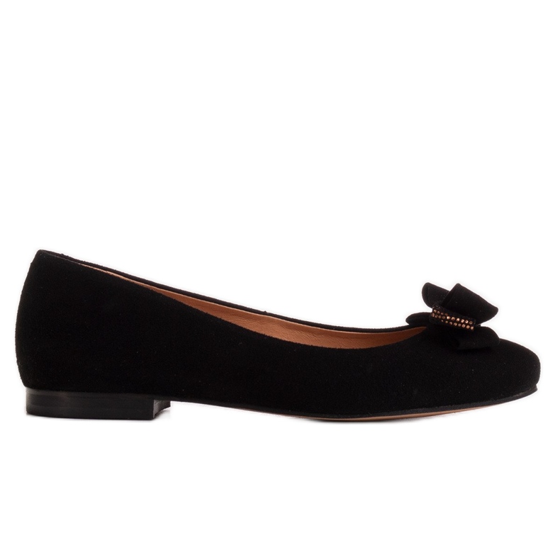 Marco Shoes Balerini din piele neagră cu fundă negru