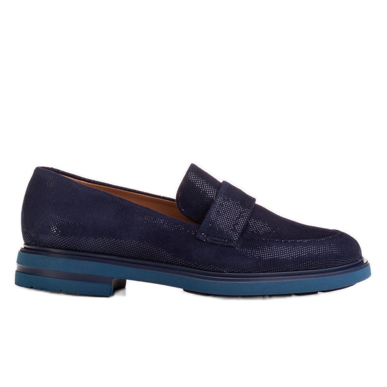 Marco Shoes Mocasini bleumarin cu decor de velur albastru marin