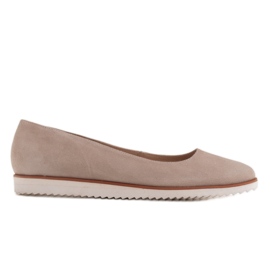 Marco Shoes Balerini ușori pentru femei din piele de căprioară naturală cu talpă sportivă bej Marco Shoes Balerini ușori pentru femei din piele de căprioară naturală cu talpă sportivă bej