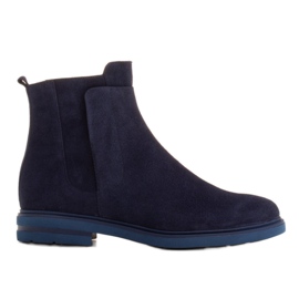 Marco Shoes Ghete ușoare izolate cu fund plat din piele naturală albastru marin Marco Shoes Ghete ușoare izolate cu fund plat din piele naturală albastru marin