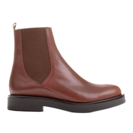 Marco Shoes Ghete plate din piele cu izolație, cu un cauciuc lat în partea superioară maro Marco Shoes Ghete plate din piele cu izolație, cu un cauciuc lat în partea superioară maro