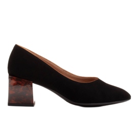 Marco Shoes Pompele de damă din piele de căprioară naturală cu toc de chihlimbar negru Marco Shoes Pompele de damă din piele de căprioară naturală cu toc de chihlimbar negru