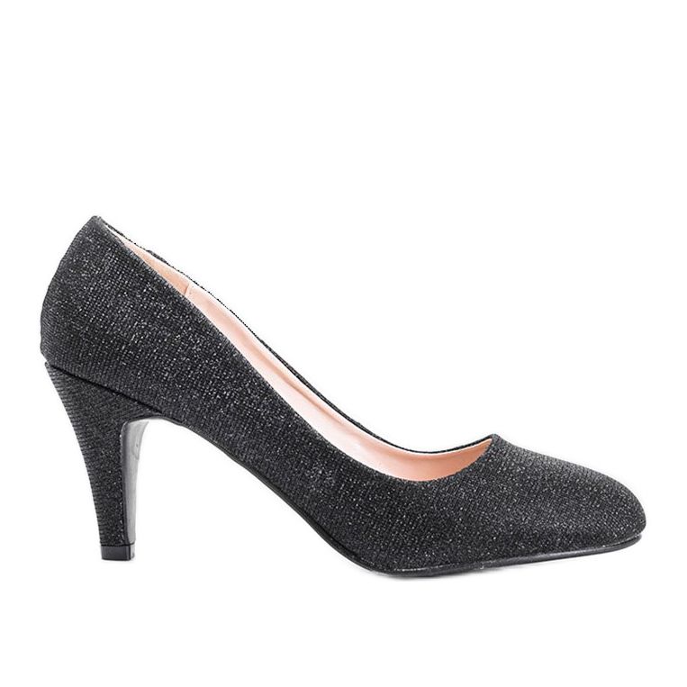 Pompele negre strălucitoare pe toc stiletto Zarila negru